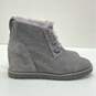 UGG Classic Gray Suede Shearling Lace Up Wedge Ankle Boots Shoes Size 7 B image number 2