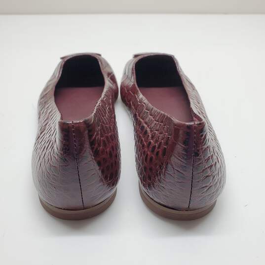 Tory Burch Brown Croc Embossed Square Toe Georgia Ballet Flat Women's Size 5M image number 3