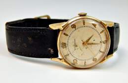 Men's Vintage Wittnauer 14K Yellow Gold Case 17 Jewels Leather Wrist Watch 30.0g