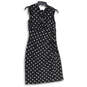 Womens White Black Polka Dot Pleated Sleeveless Ruched Shift Dress Size 6 image number 1