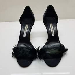 Manolo Blahnik Feather Toe Heels Wms Size 39.5 AUTHENTICATED