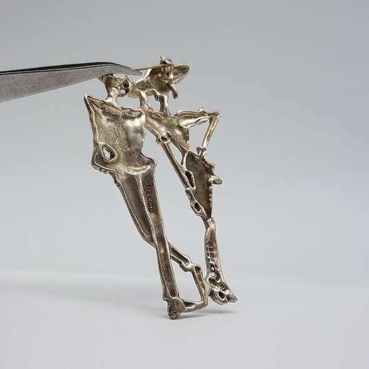 Sterling Silver Art Nouveau Couple 3 Inch Brooch 24.5g image number 2
