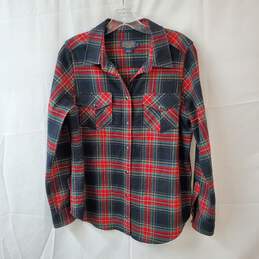 Pendleton Red & Green Wool Flannel Button Up Shirt Size M