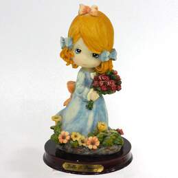 Precious Moments Belle & Benny figurine blonde girl with  Blue dress and flowers