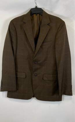 Pronto Uomo Mens Brown Plaid Single Breasted Notch Lapel Blazer Jacket Size 38R