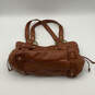 Womens Beige Gold Leather Inner Pockets Double Handle Shoulder Bag Purse image number 2