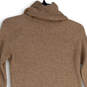 Womens Tan Tight-Knit Turtleneck Long Sleeve Sweater Dress Size Small image number 4