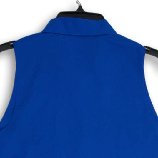 Womens Blue Spread Collar 1/4 Zip Sleeveless Golf Polo Shirt Size XL image number 4