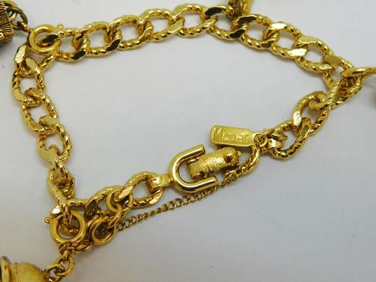Vintage Monet Clown Treasure Chest & Mice Mouse Gold Tone Charms On Bracelet 38.5g image number 4