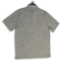 NWT Mens White Pale Blue Floral Short Sleeve Golf Polo Shirt Size M alternative image