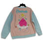 Womens Pink Blue Graphic Crew Neck Long Sleeve Pullover Sweatshirt Size 2XL image number 2