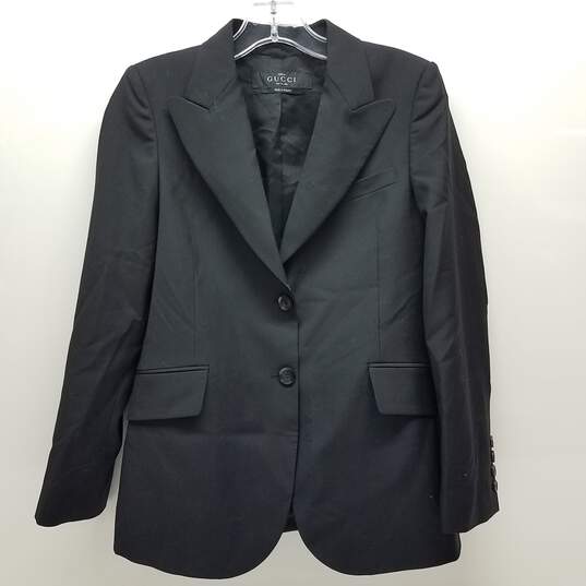 Authenticated Women's Gucci Uniform Black Wool Blazer Jacket size 40 image number 1
