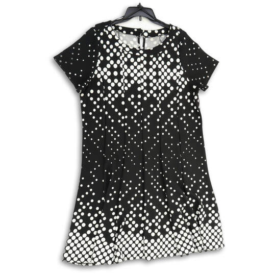 Womens Black White Polka Dot Pleated Keyhole Back Mini Dress Size 18/20 image number 1