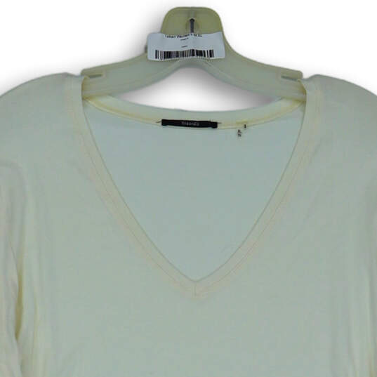 NWT Womens Cream Long Sleeve V-Neck Stretch Pullover T-Shirt Size X-Large image number 3