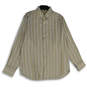 Mens Yellow Blue Striped Long Sleeve Spread Collar Button-Up Shirt Size M image number 1