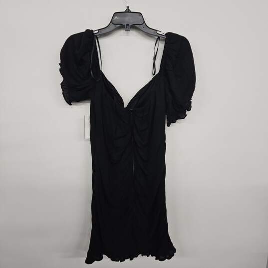 Black V Neck Ruched Mini Dress image number 2