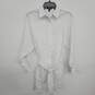 White Button Long Sleeve Collared Mini Shirt Dress With Sash image number 2