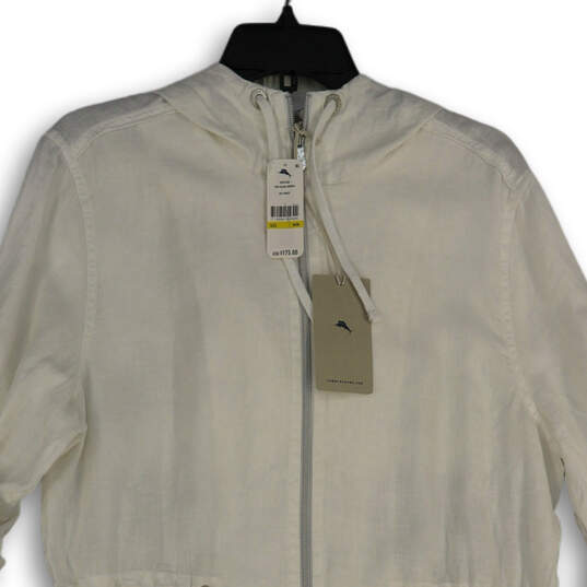 NWT Womens White Long Sleeve Hooded Full-Zip Jacket Size Medium image number 3