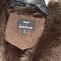 Womens Brown Long Sleeve Shawl Collar Button Front Faux Fur Coat Size XL image number 3