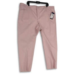 NWT Womens Pink Flat Front Welt Pocket Straight Leg Ankle Pants Size 22W