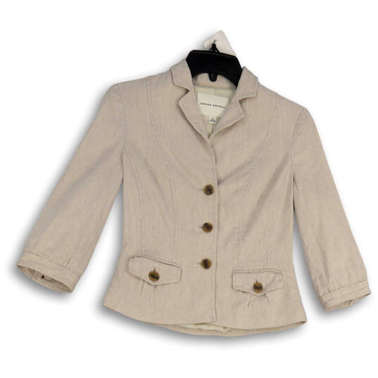 Womens Ivory Notch Lapel Pockets Long Sleeve Button Front Jacket Size 0 image number 1