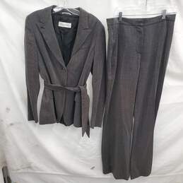 Max Mara Women's Gray Tweed Wool 2-Piece Pantsuit Size 12 AUTHENTICATED