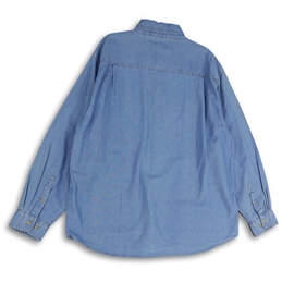 NWT Mens Blue Denim Long Sleeve Point Collar Button-Up Shirt Size 2XL alternative image
