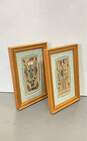 2 Mother Earth & Hunchback Watercolor Authentic Navajo Sand Painting Signed image number 2