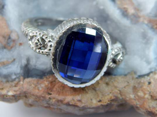 Contemporary 925 Icy Clear & Blue CZ Necklace & Rings 35.7g image number 4