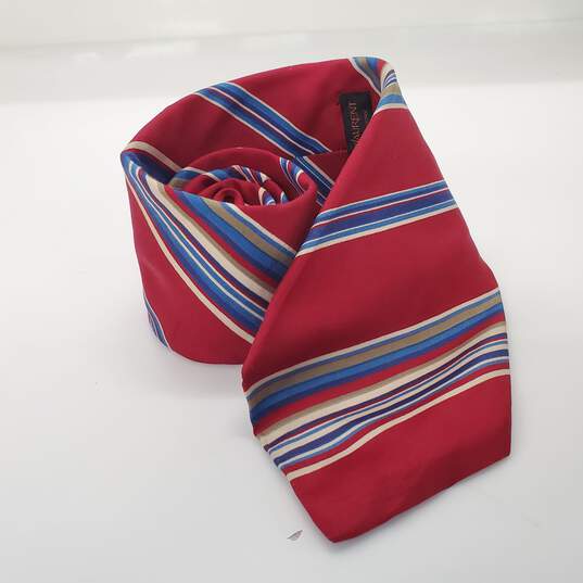 Yves Saint Laurent Men's Striped Red 100% Silk Neck Tie AUTHENTICATED image number 1