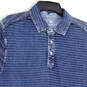 Mens Blue Striped Spread Collar Short Sleeve Polo Shirt Size Large image number 3