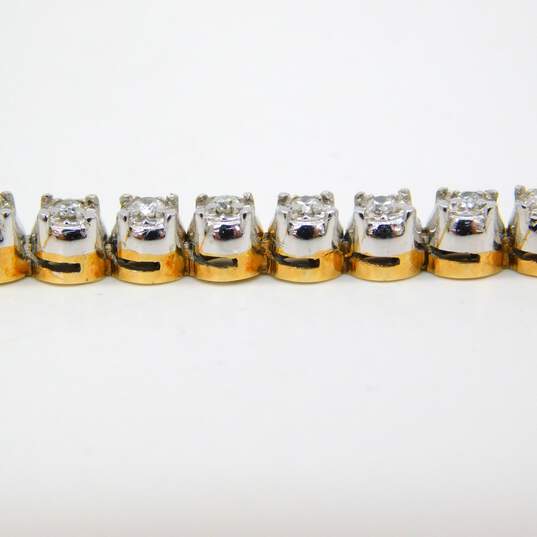 14K Yellow Gold 0.90 CTTW Round Diamond Tennis Bracelet 13.3g image number 3