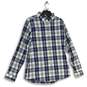 Express Mens Blue Green Plaid Spread Collar Long Sleeve Button-Up Shirt Size L image number 1