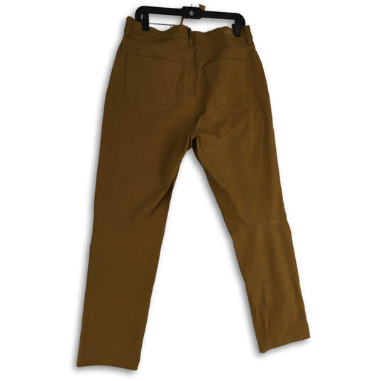 NWT Mens Brown Flat Front Straight Leg 5-Pocket Design Ankle Pants Size 34R image number 2