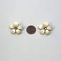 Designer Joan Rivers Gold-Tone Beige Floral Crystal Fashion Stud Earrings image number 4