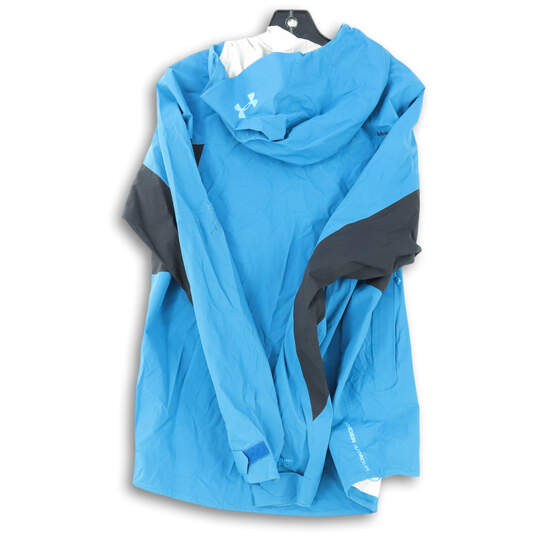 Mens Blue Long Sleeve Pockets Full-Zip Windbreaker Jacket Size Large image number 2