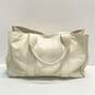 Theory Leather Medium Shoulder Tote Cream image number 2