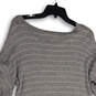 NWT Womens Gray Striped Flutter Sleeve Pullover T-Shirt Dress Size Medium image number 4