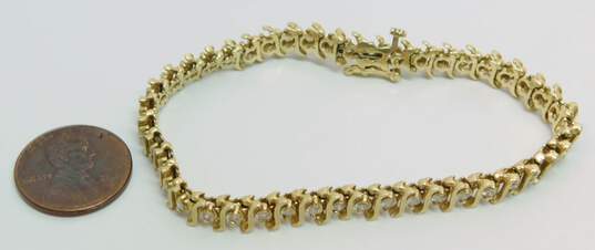 14K Yellow Gold 1.76 CTTW Diamond Tennis Bracelet 13.5g image number 6