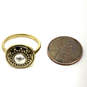 Designer Lucky Brand Gold-Tone White Pearl Face Epic Round Band Ring image number 3