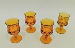 Vintage Indiana Glass Kings Crown Thumbprint Amber Goblets Set of 4 alternative image