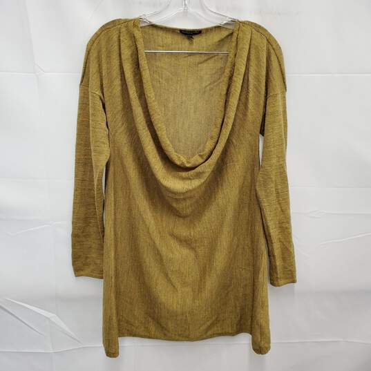 Eileen Fisher WM's Draped 100% Baby Alpaca Mustard Color Blouse Size PM image number 1