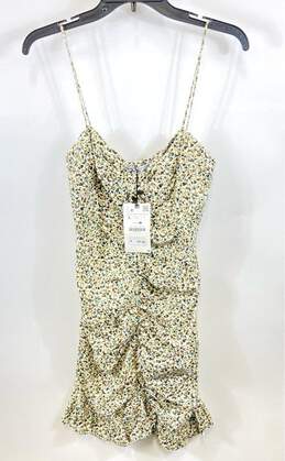 NWT Zara Womens Multicolor Floral Ruched Spaghetti Strap Mini Dress Size Large alternative image