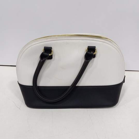 Anne Klein White & Black Color Block Shoulder Handbag image number 3