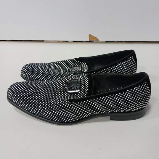 STACY ADAMS BLACK SILVER STUDDED SWAGGER LOAFERS SHOES MEN'S SIZE 12M image number 3
