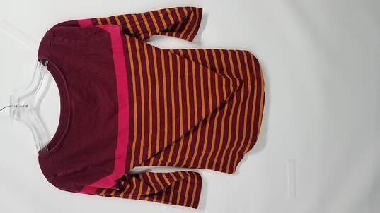 Max 100% Cotton Red and Orange Striped Women's Long Sleeve Shirt image number 1