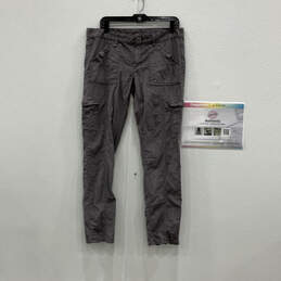 Authentic Womens Gray Flat Front Stretch Pockets Cargo Pants Size 12
