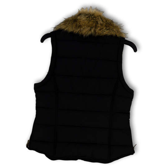 NWT Womens Black Sleeveless Fur Collar Quilted Full-Zip Puffer Vest Size S image number 2