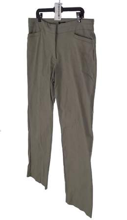 Womens Gray Solid Flat Front High Rise Straight Leg Pants Size 16 T alternative image