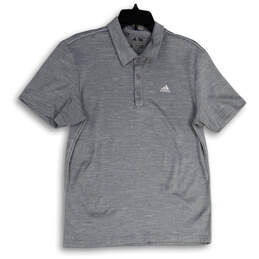 Mens Gray Space Dye Spread Collar Short Sleeve Polo Shirt Size Small